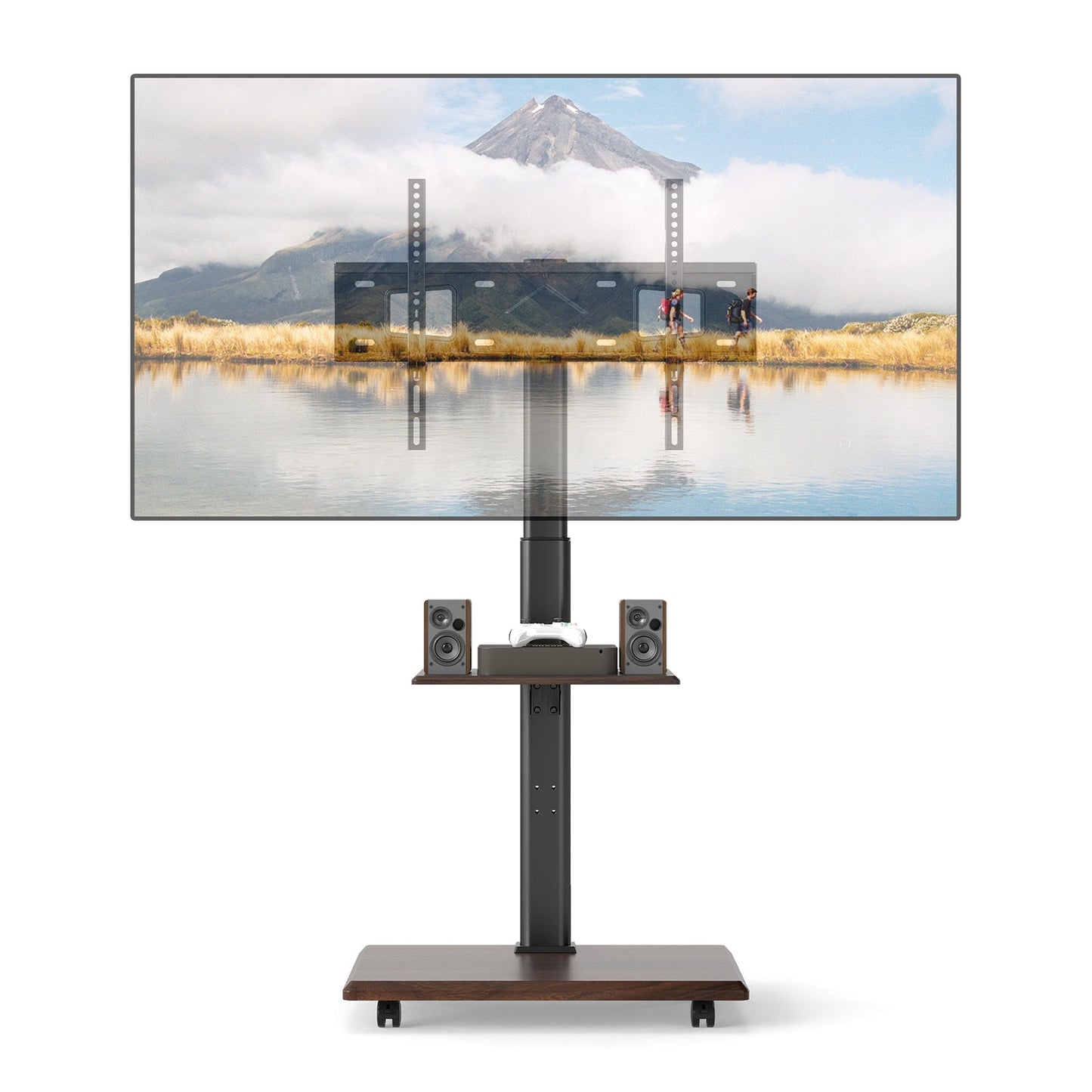 Rolling TV Stand on Wheels Mobile TV Cart for 32-75 Inch TVs Portable AV Cart