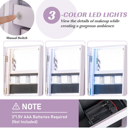 Rotating Mirrored Jewelry Armoire with LED Lighting