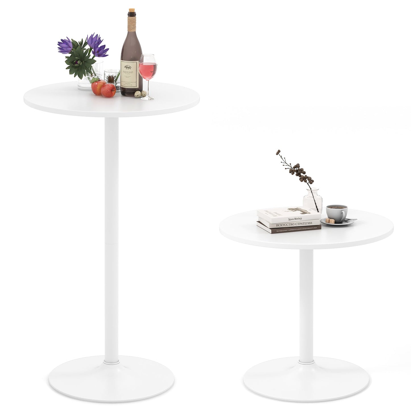 Round Bistro Table 40 Inch Bar Height Tall Coffee Cocktail Table