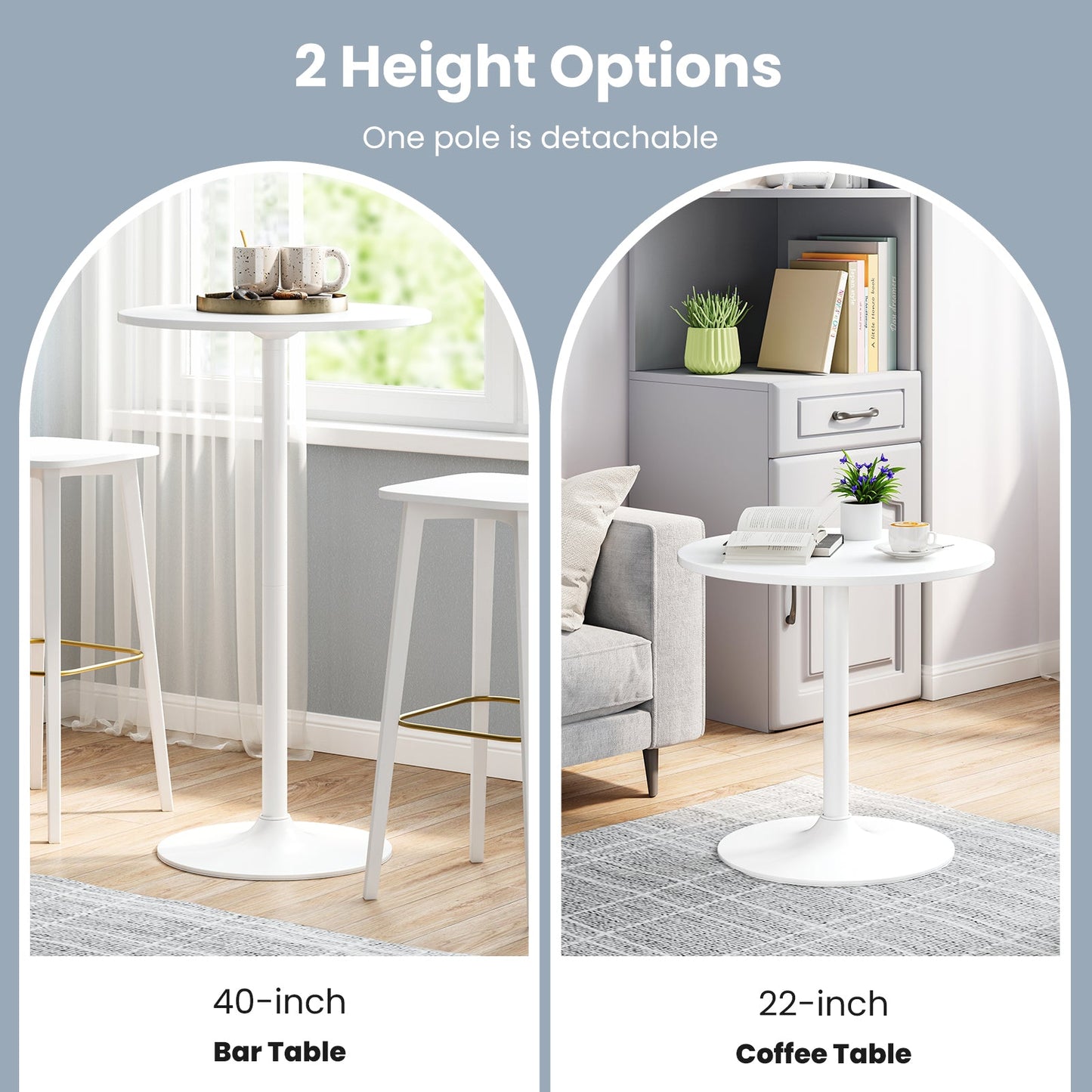 Round Bistro Table 40 Inch Bar Height Tall Coffee Cocktail Table
