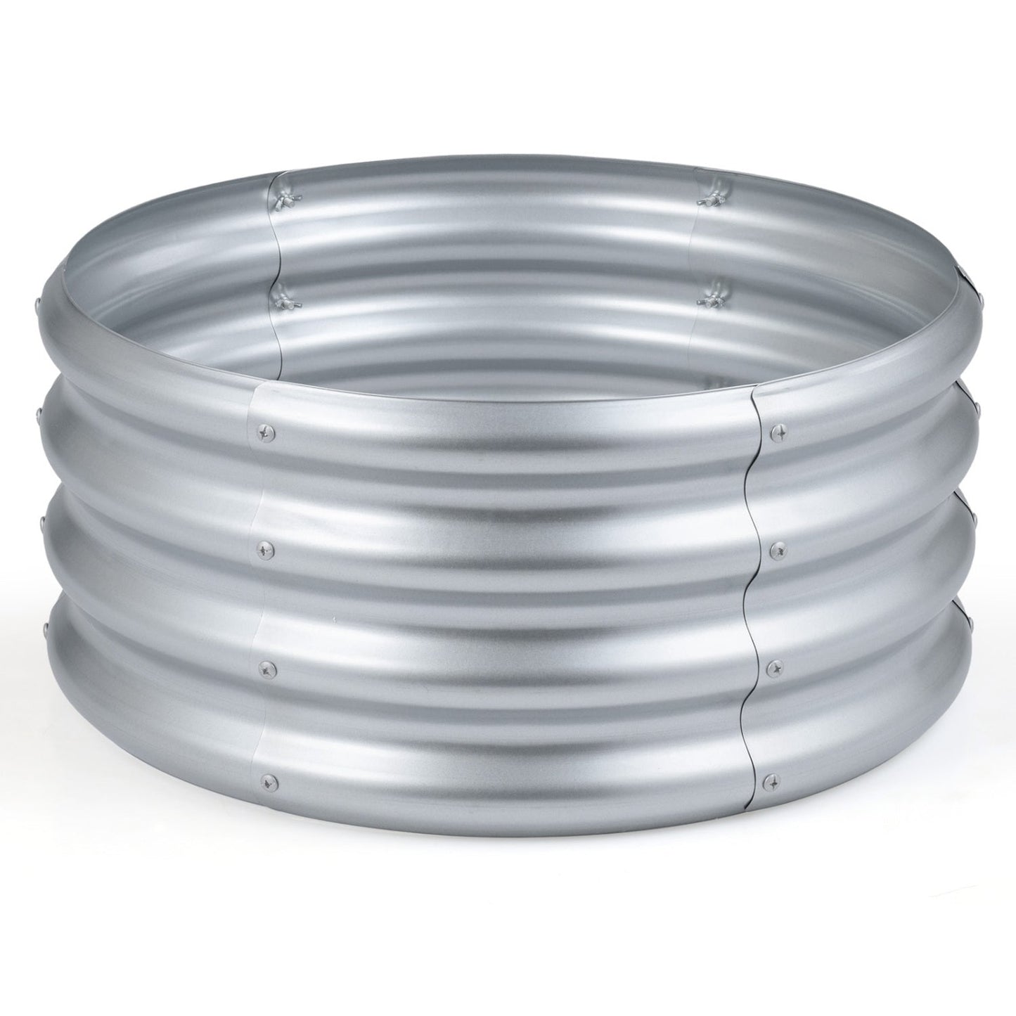 Round Galvanized Raised Garden Bed with Open-Ended Base
