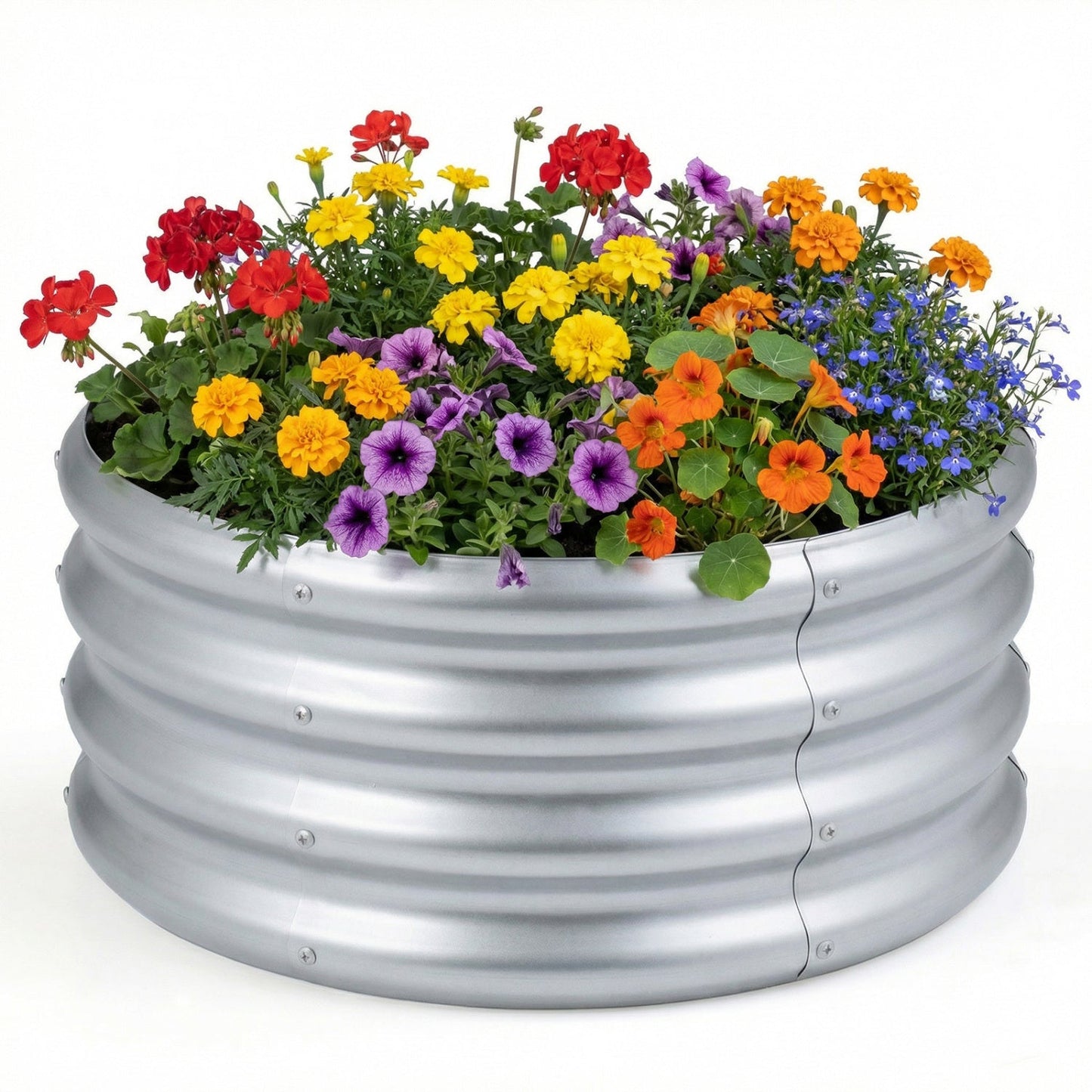Round Galvanized Raised Garden Bed with Open-Ended Base