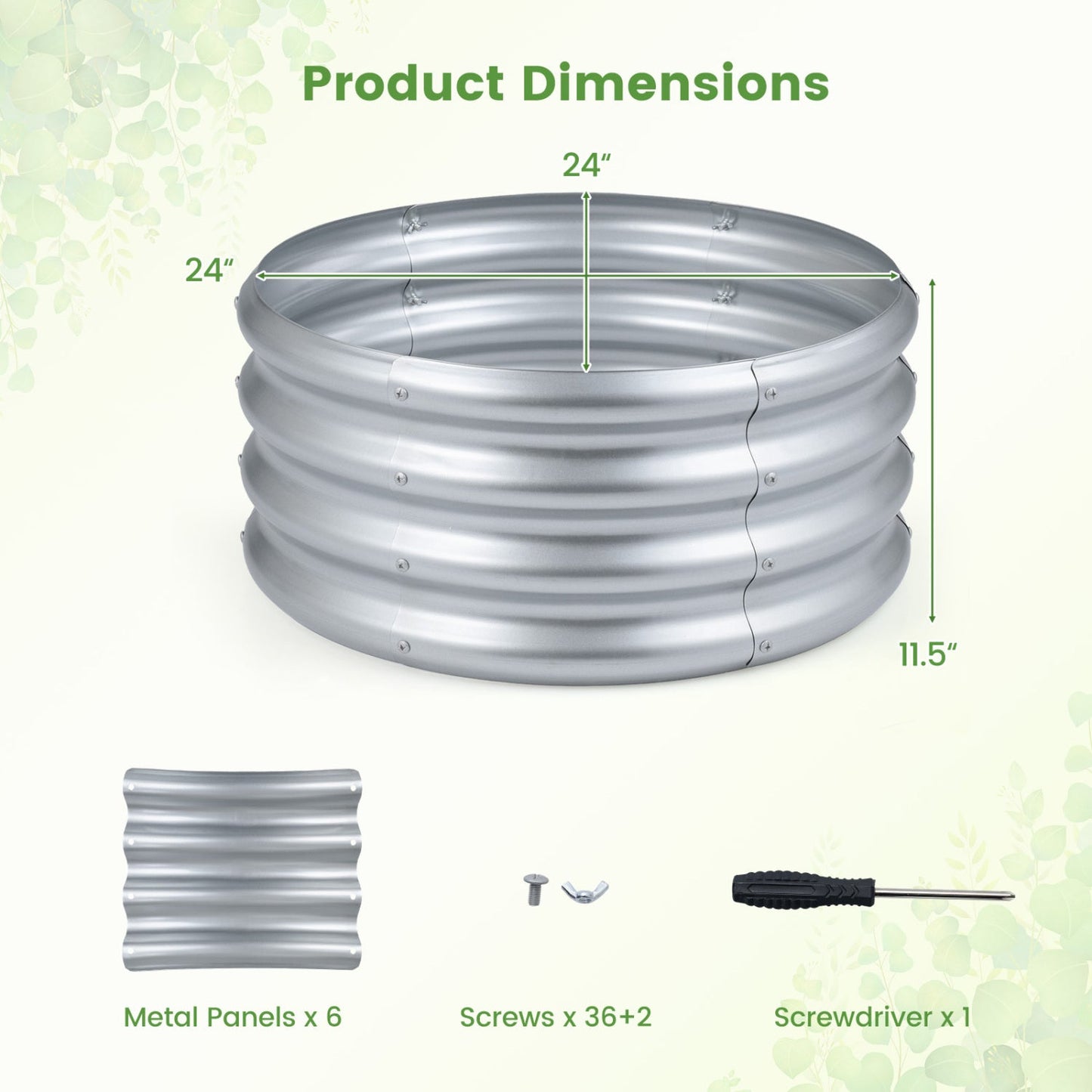 Round Galvanized Raised Garden Bed with Open-Ended Base