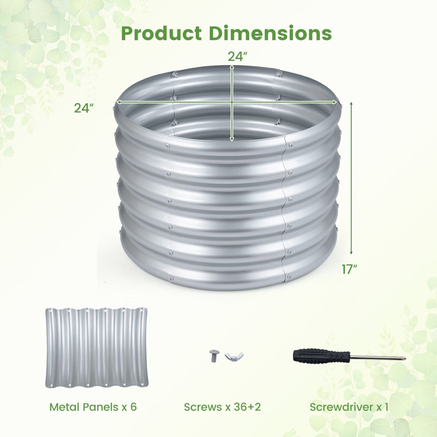 Round Galvanized Raised Garden Bed with Open-Ended Base