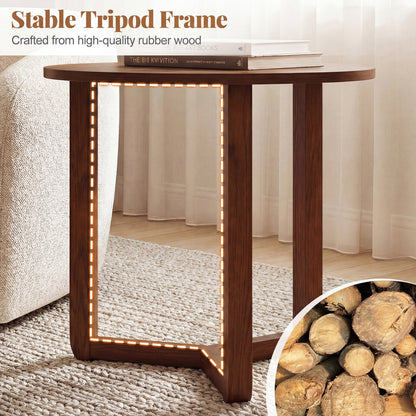 Round Nesting Coffee Table Set of 2 Wood Nesting End Tables with Thickened Top