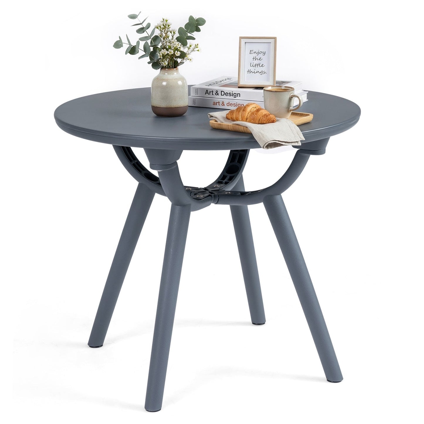 Round Patio Storage Side Table for Poolside and Balcony
