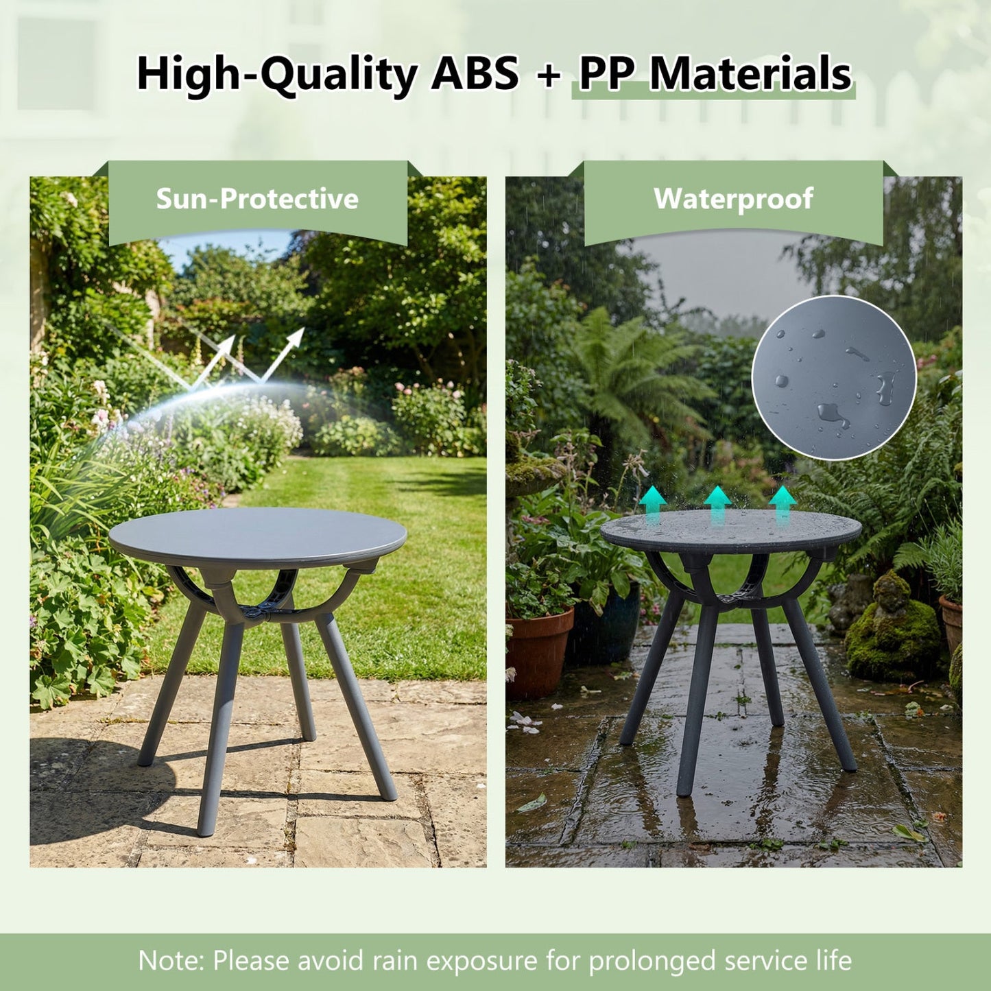 Round Patio Storage Side Table for Poolside and Balcony