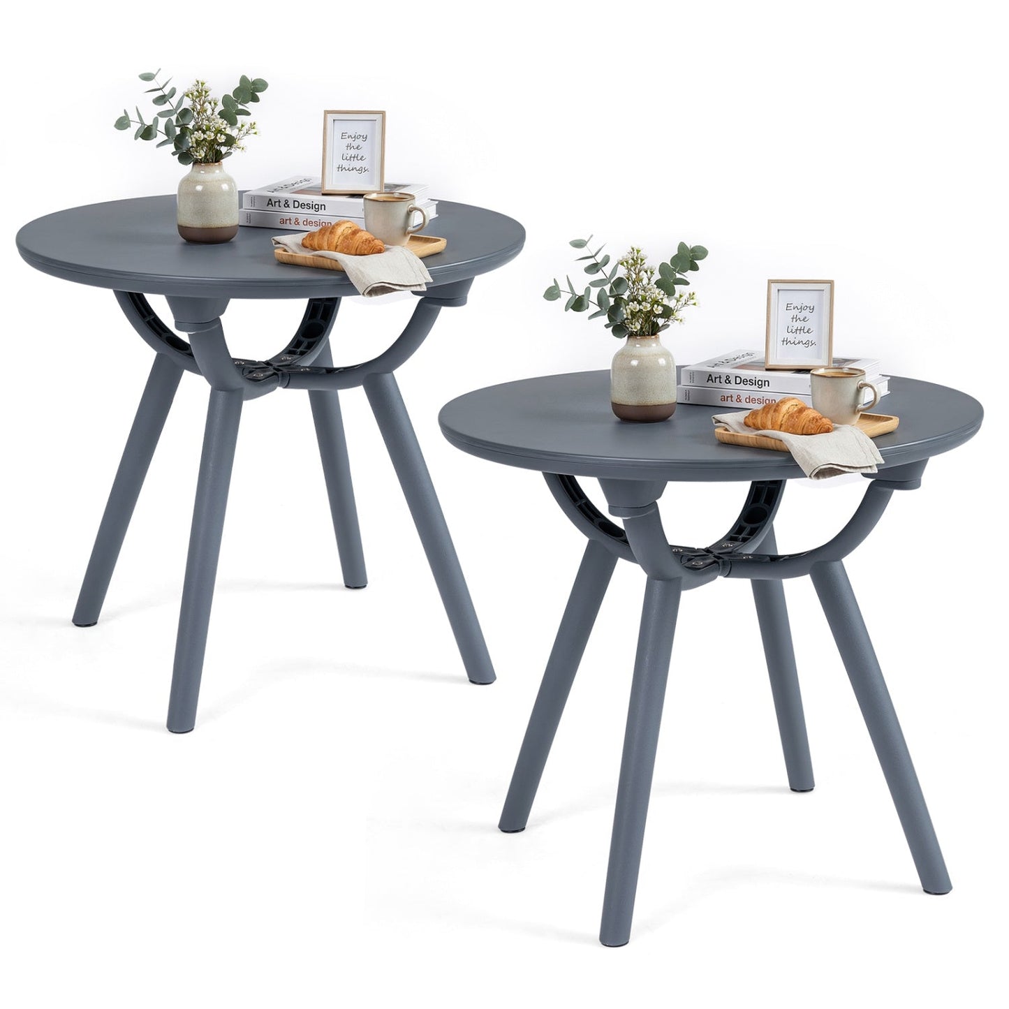 Round Patio Storage Side Table for Poolside and Balcony