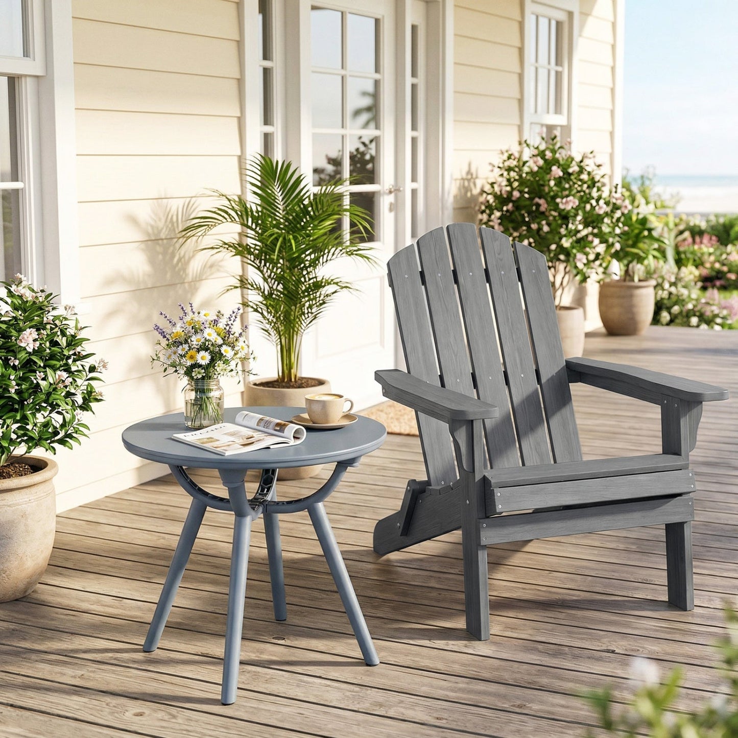 Round Patio Storage Side Table for Poolside and Balcony
