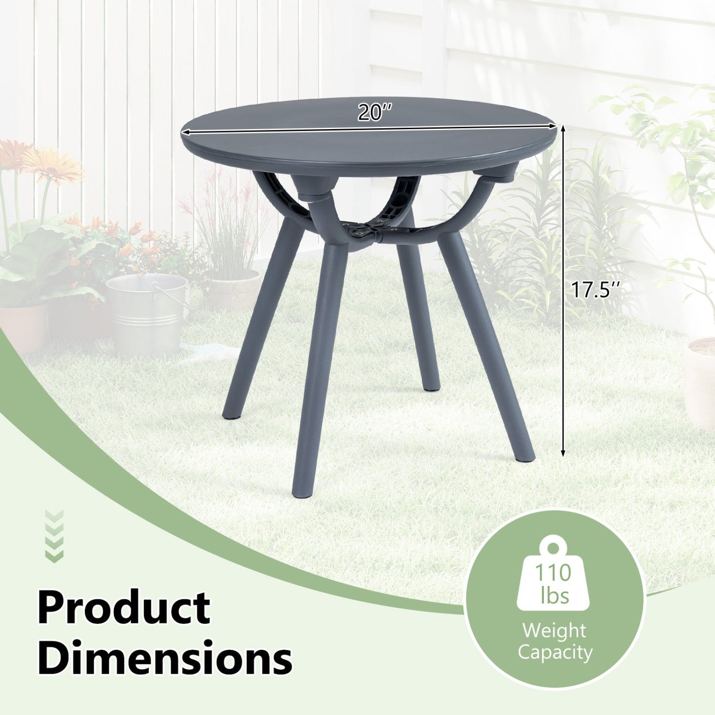 Round Patio Storage Side Table for Poolside and Balcony