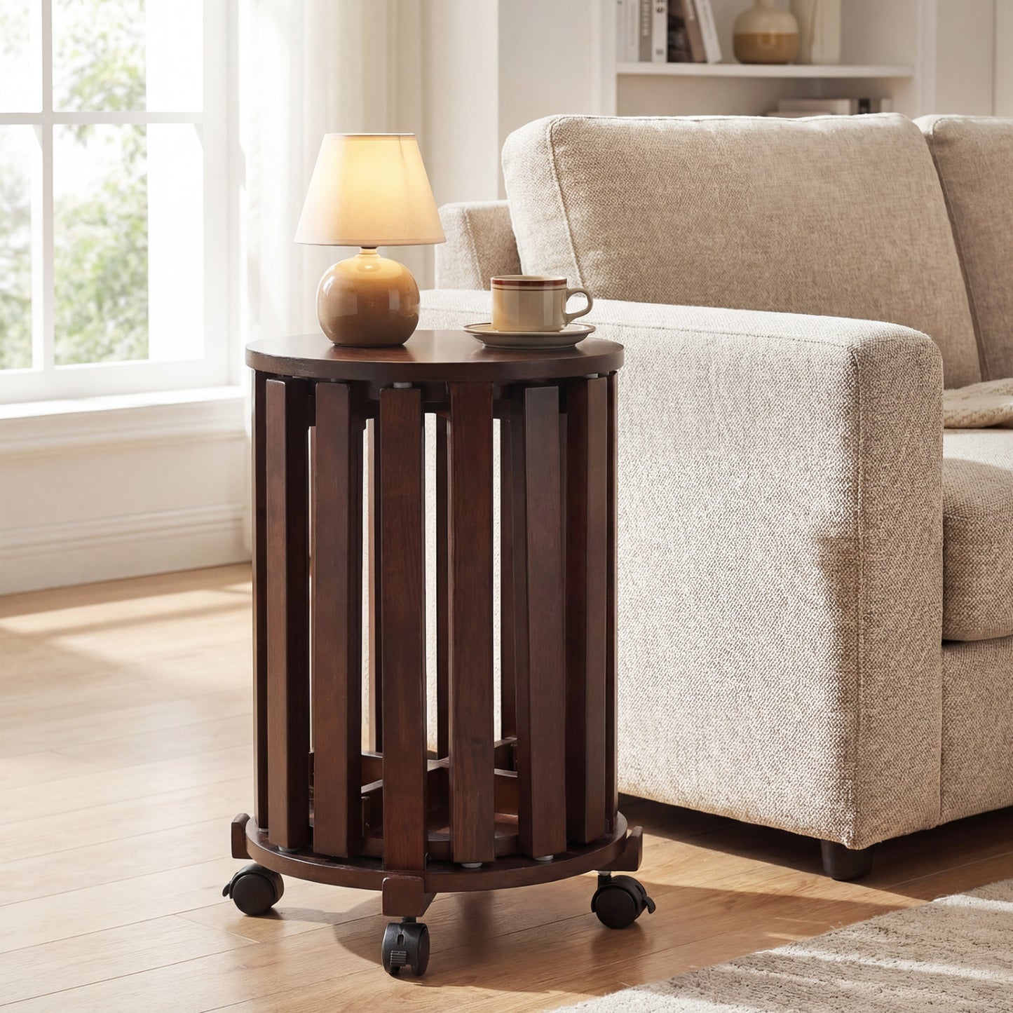 Round Nesting Stools Set with Rolling Base and Locking Casters