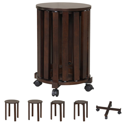 Round Nesting Stools Set with Rolling Base and Locking Casters