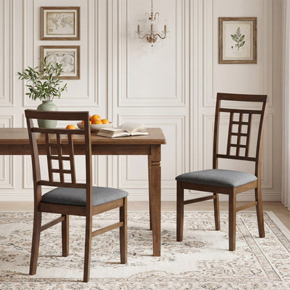 Dining Chairs Set of 2 with Lattice Back and Padded Seats