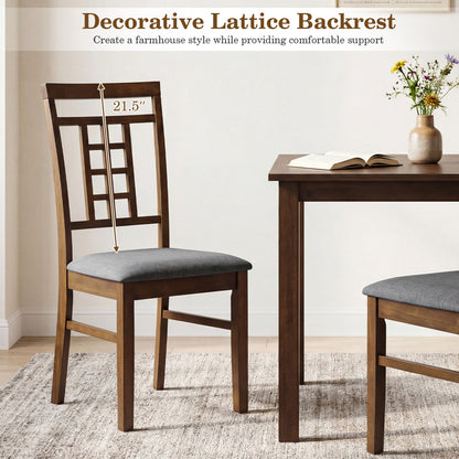Dining Chairs Set of 2 with Lattice Back and Padded Seats