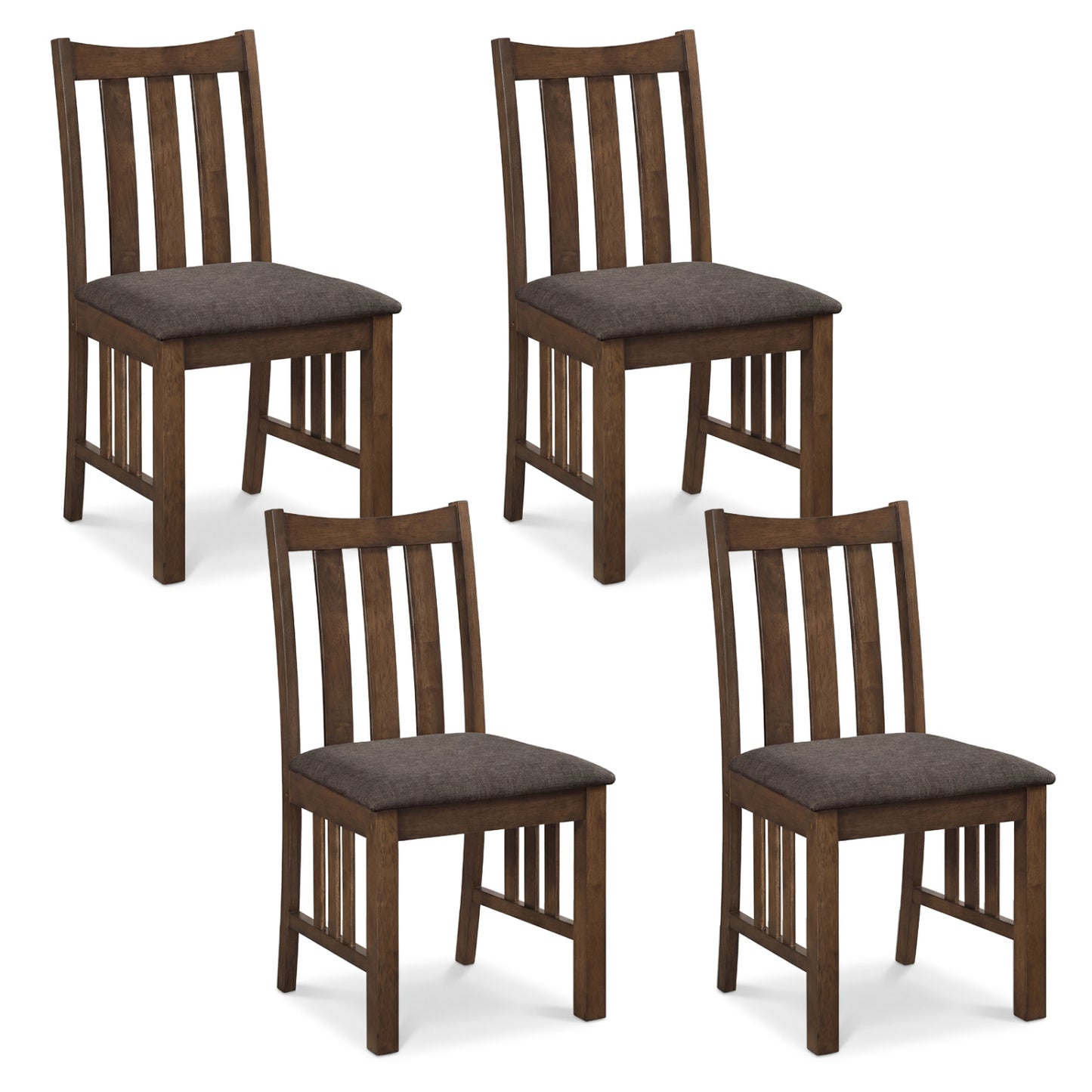 Dining Chairs Set of 4 with Slat Back and Padded Seats