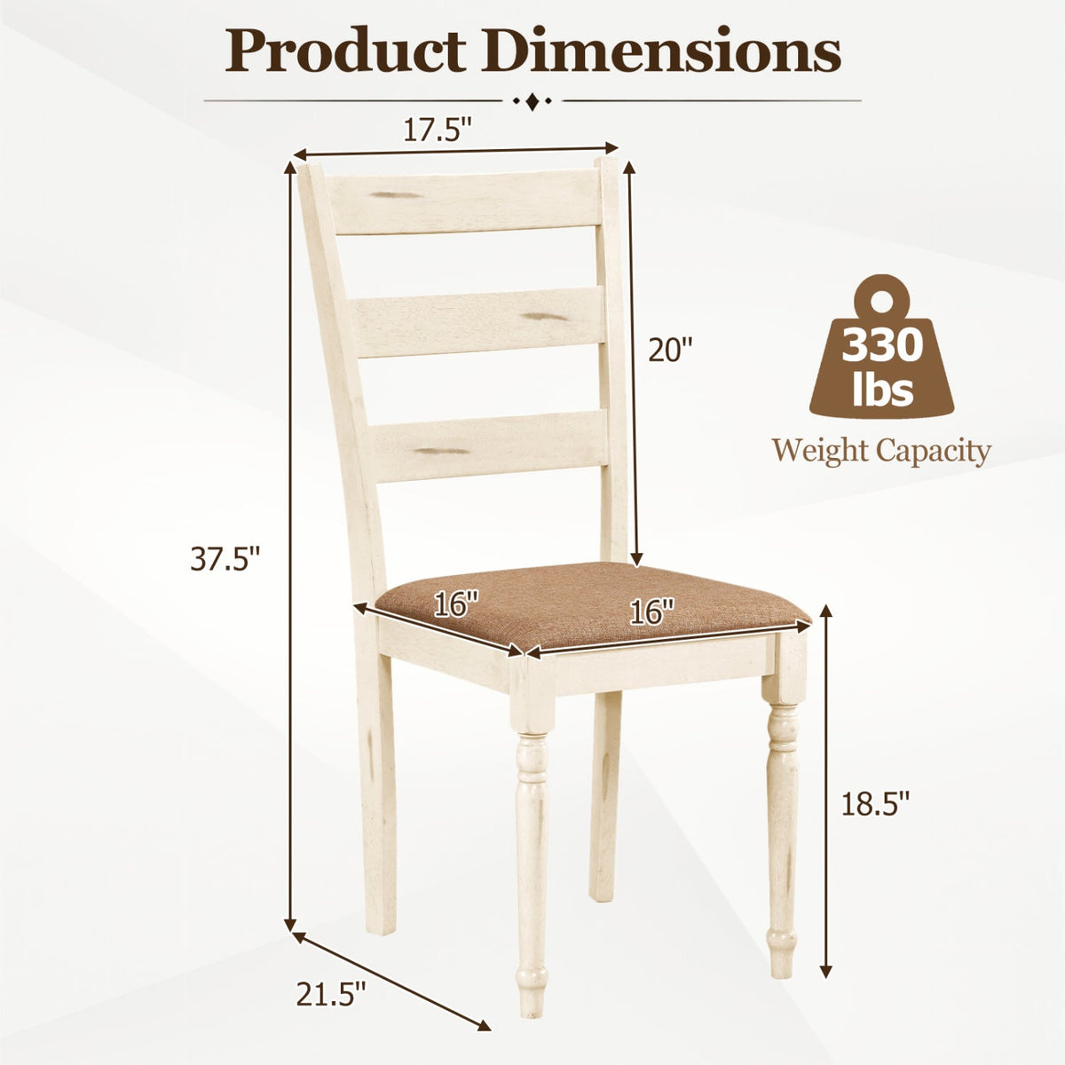 Dining Chairs Set of 2 with Padded Linen Seat
