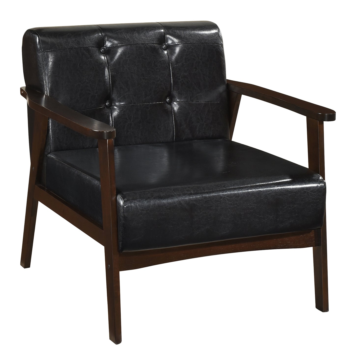 Rubber Wood Accent Chair with Armrests - Mid-Century Design