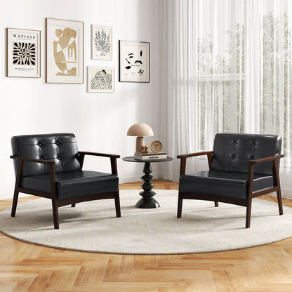 Rubber Wood Accent Chair with Armrests - Mid-Century Design