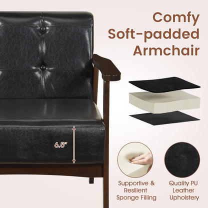Rubber Wood Accent Chair with Armrests - Mid-Century Design