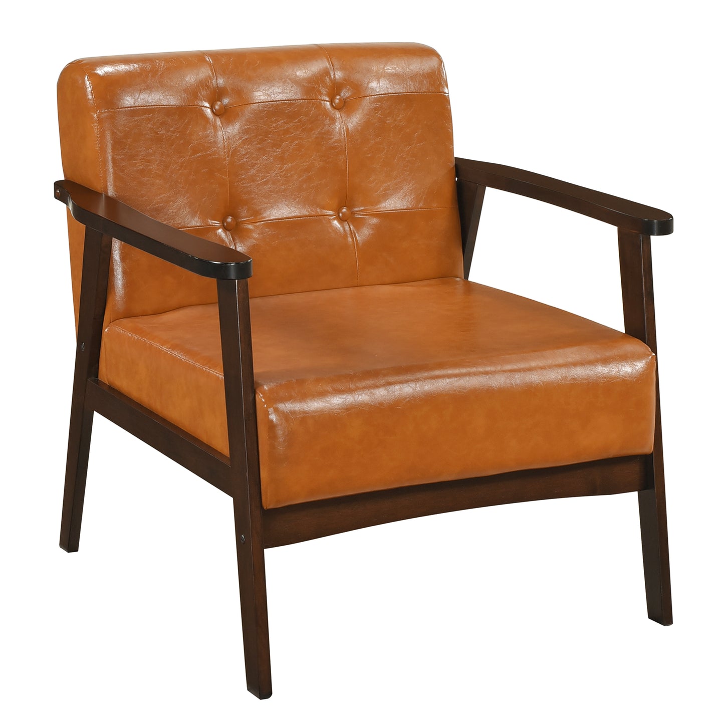 Rubber Wood Accent Chair with Armrests - Mid-Century Design