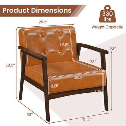 Rubber Wood Accent Chair with Armrests - Mid-Century Design