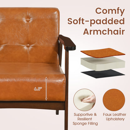 Rubber Wood Accent Chair with Armrests - Mid-Century Design