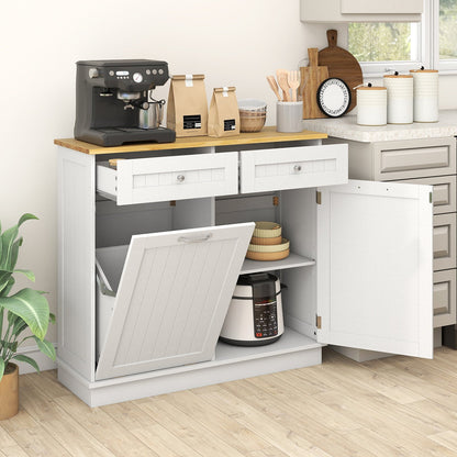 Kitchen Tilt Out Trash Cabinet with 2 Drawers and Adjustable Shelf