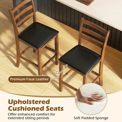 24-Inch Ladder Back Bar Stools Set of 2 - Walnut