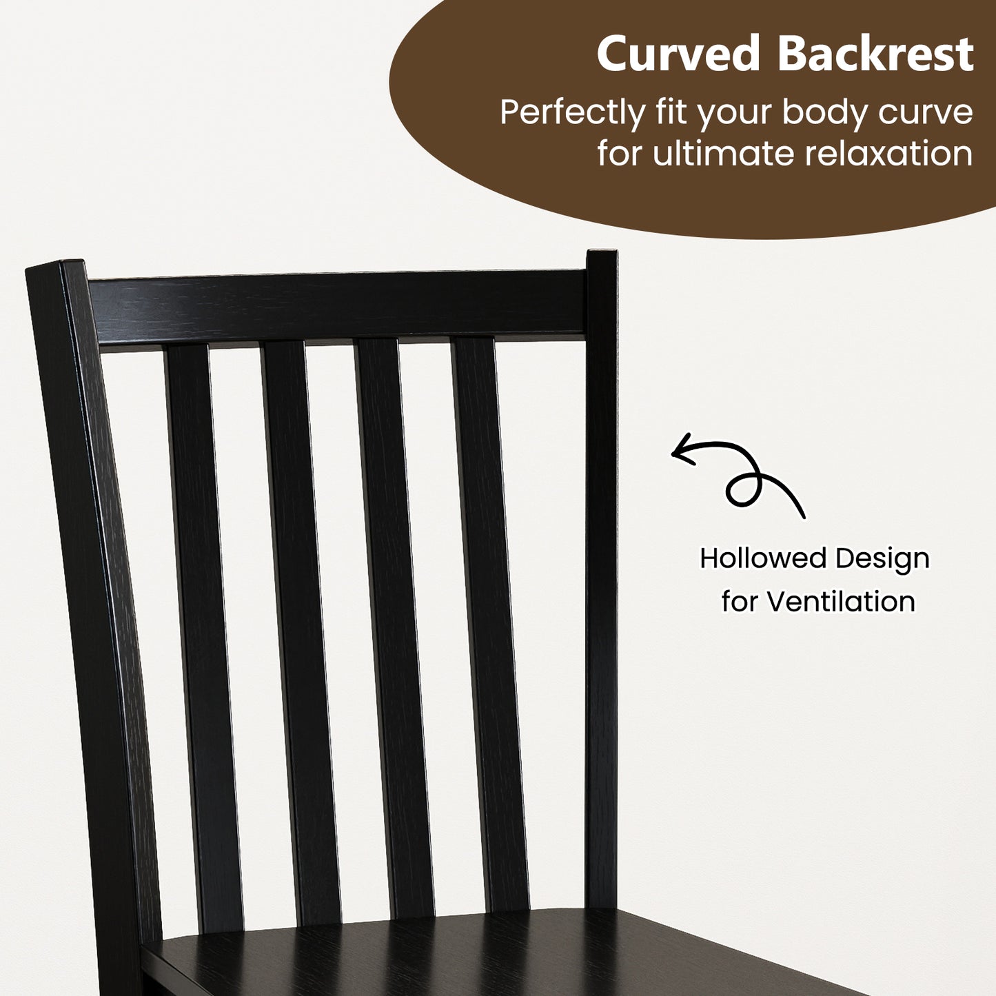 Wooden Dining Chairs Set of 2 with Slat Tilt Backrest