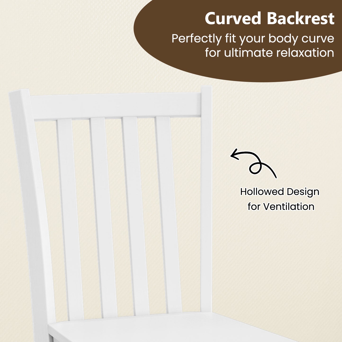 Wooden Dining Chairs Set of 2 with Slat Tilt Backrest