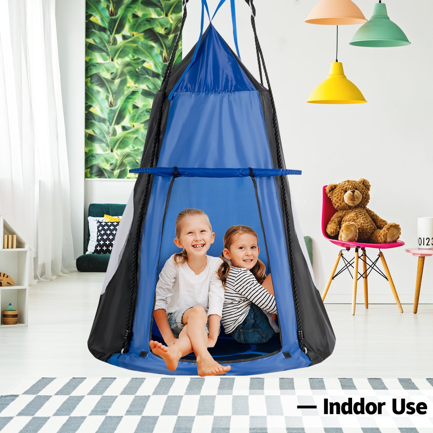 40 Inch Saucer Swing with Detachable Play Tent for Kids
