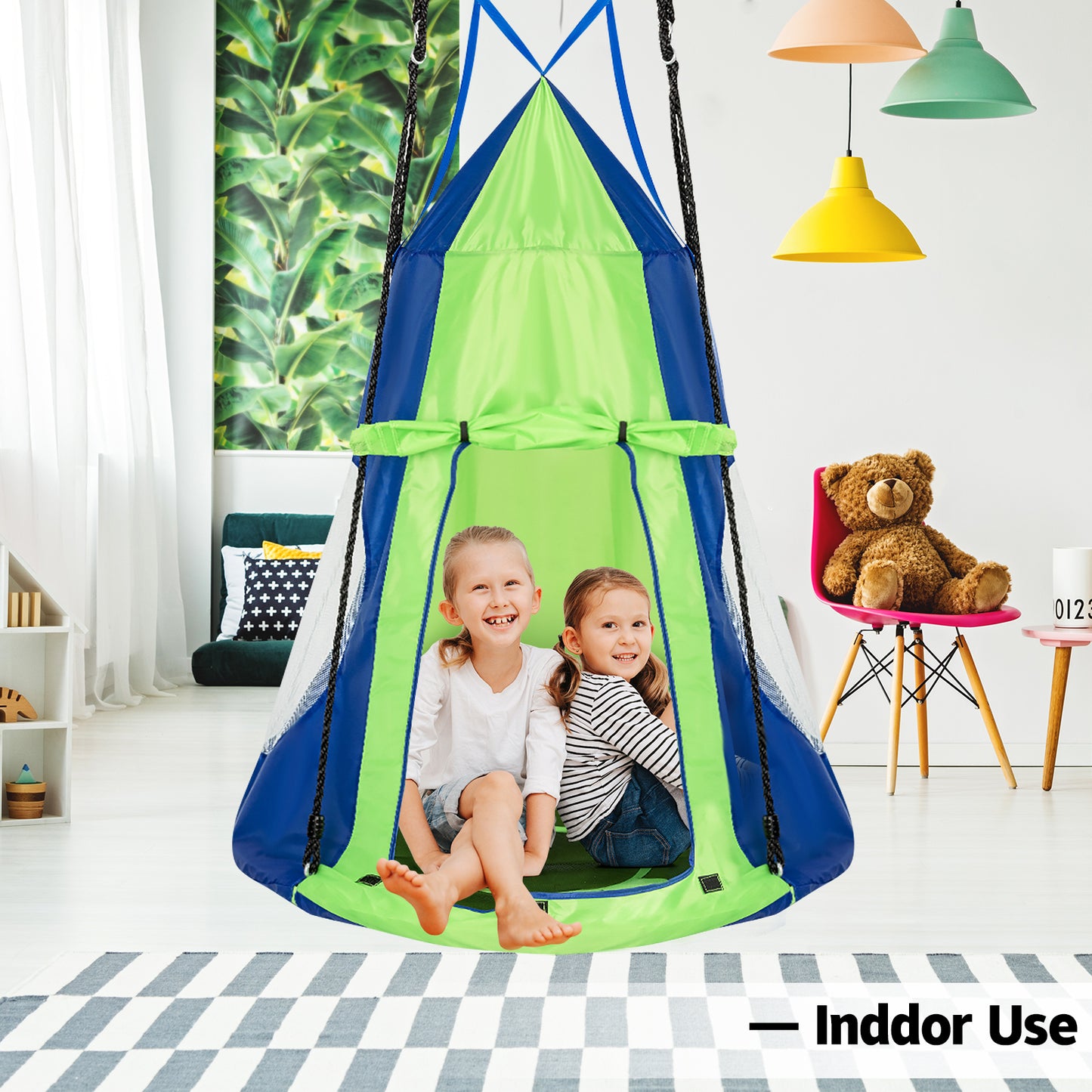 40 Inch Saucer Swing with Detachable Play Tent for Kids