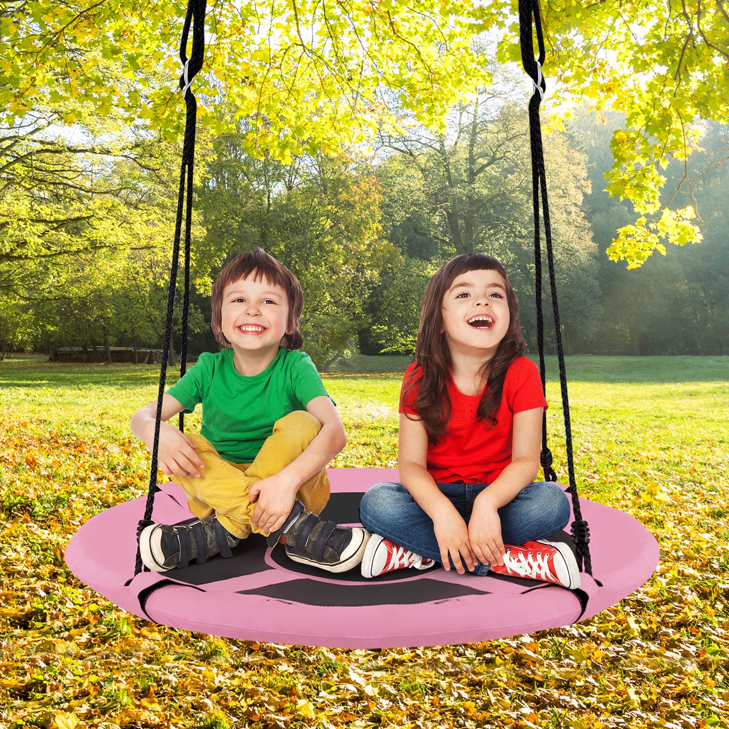 40 Inch Saucer Swing with Detachable Play Tent for Kids