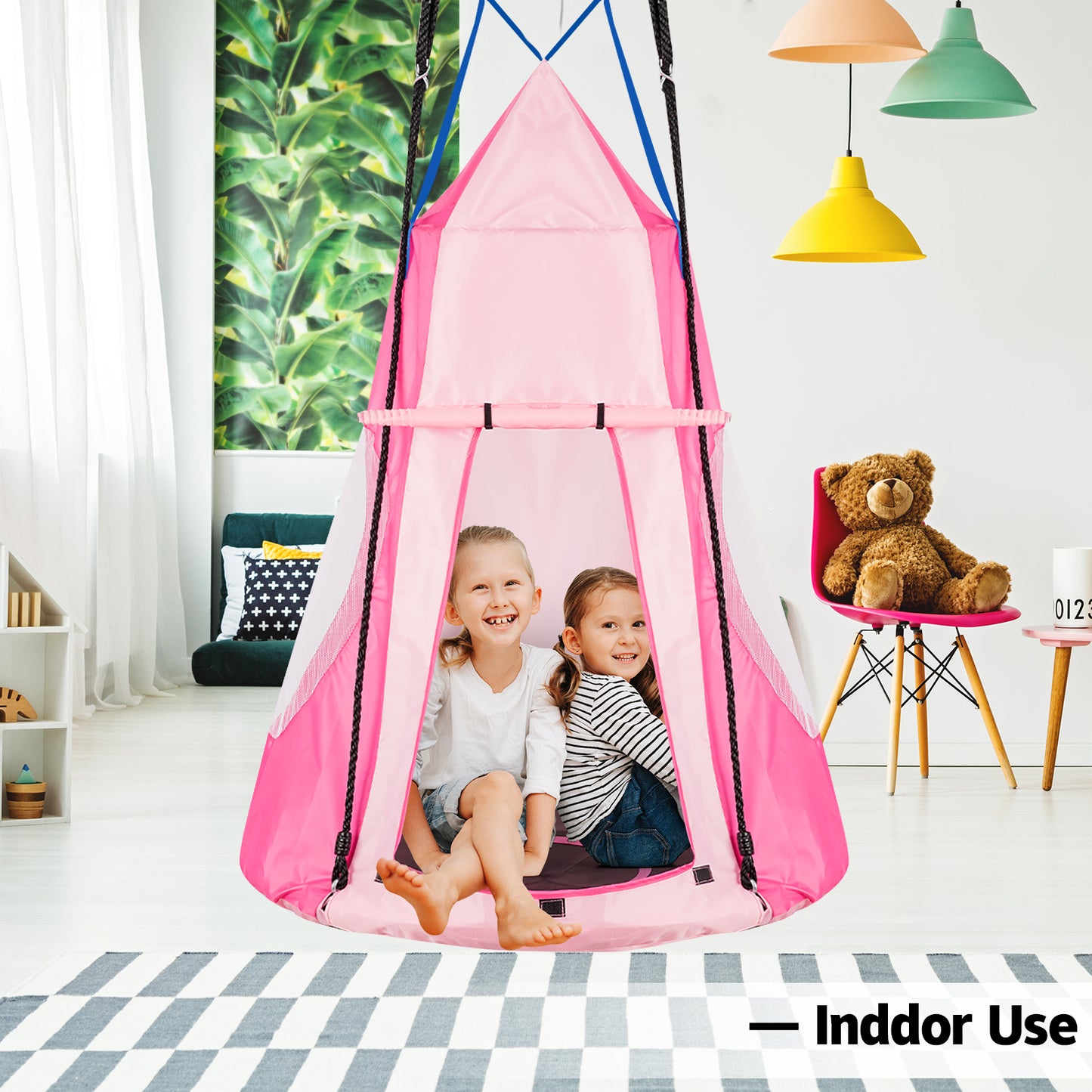 40 Inch Saucer Swing with Detachable Play Tent for Kids