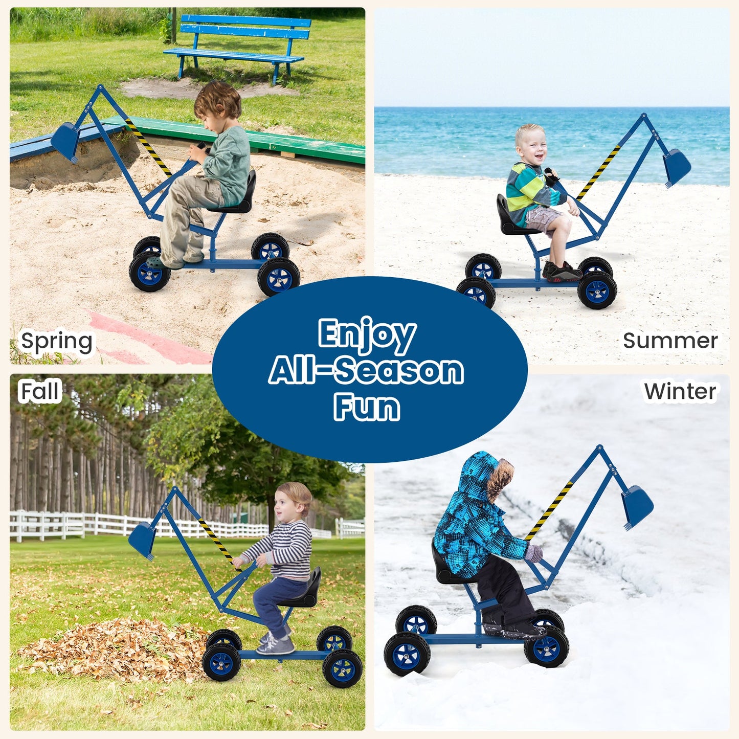 Sand Digger for Kids with 2-Handed Controls and Flexible Shovel