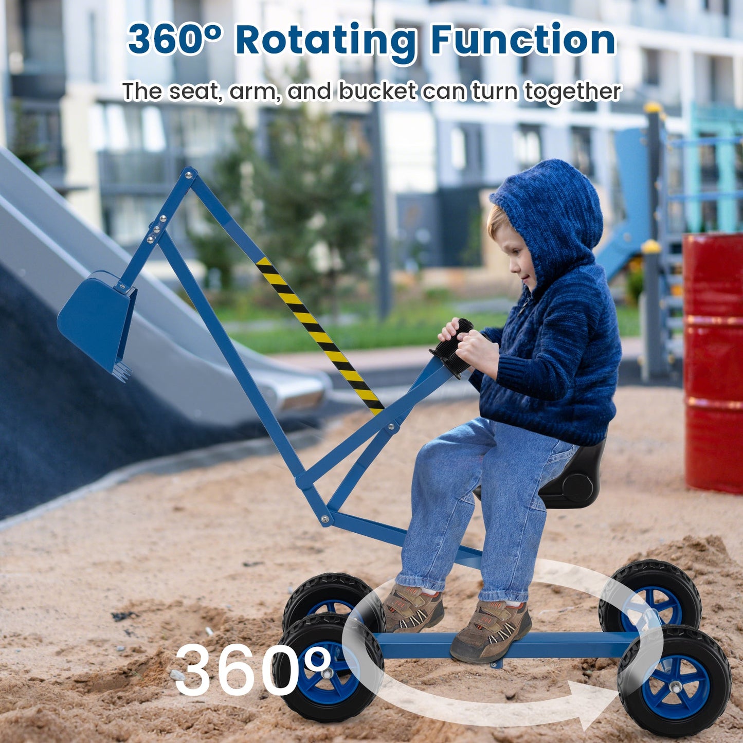 Sand Digger for Kids with 2-Handed Controls and Flexible Shovel