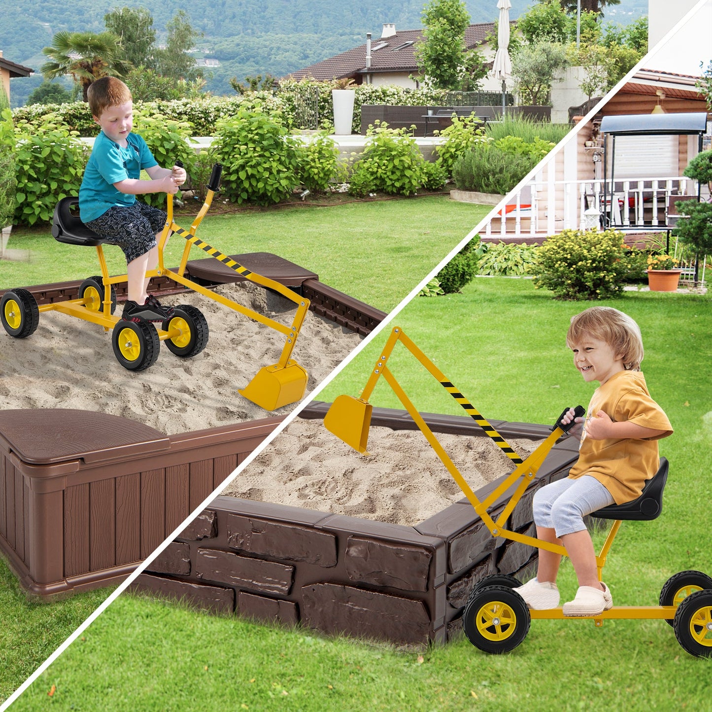 Sand Digger for Kids with 2-Handed Controls and Flexible Shovel