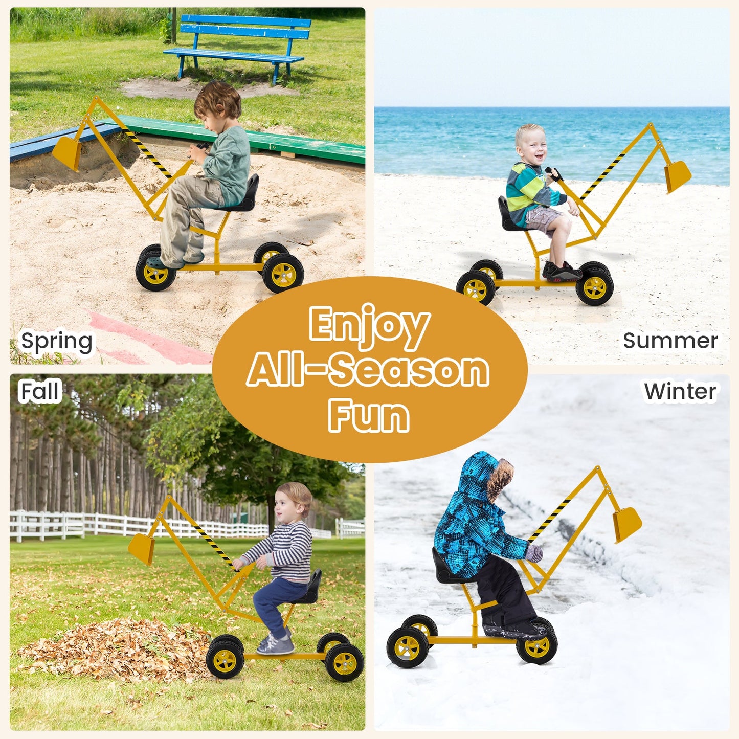 Sand Digger for Kids with 2-Handed Controls and Flexible Shovel