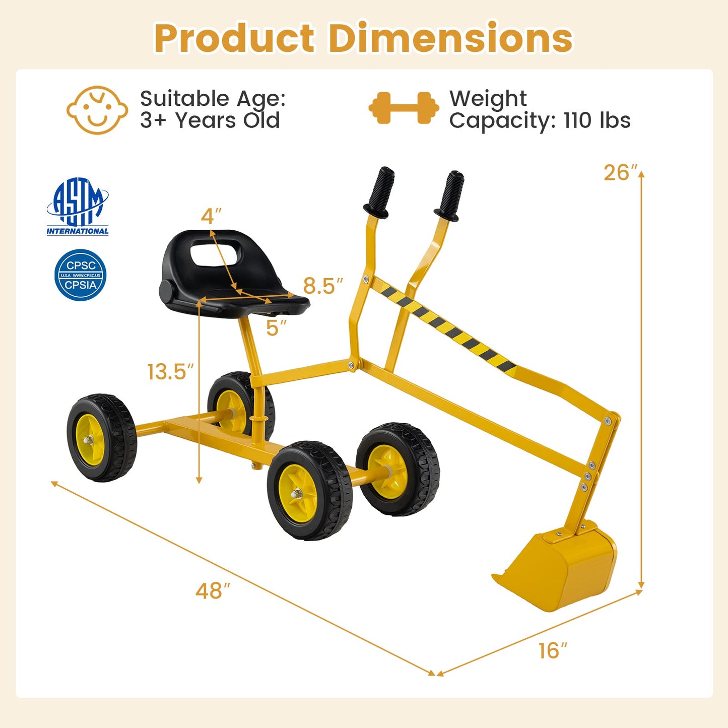 Sand Digger for Kids with 2-Handed Controls and Flexible Shovel
