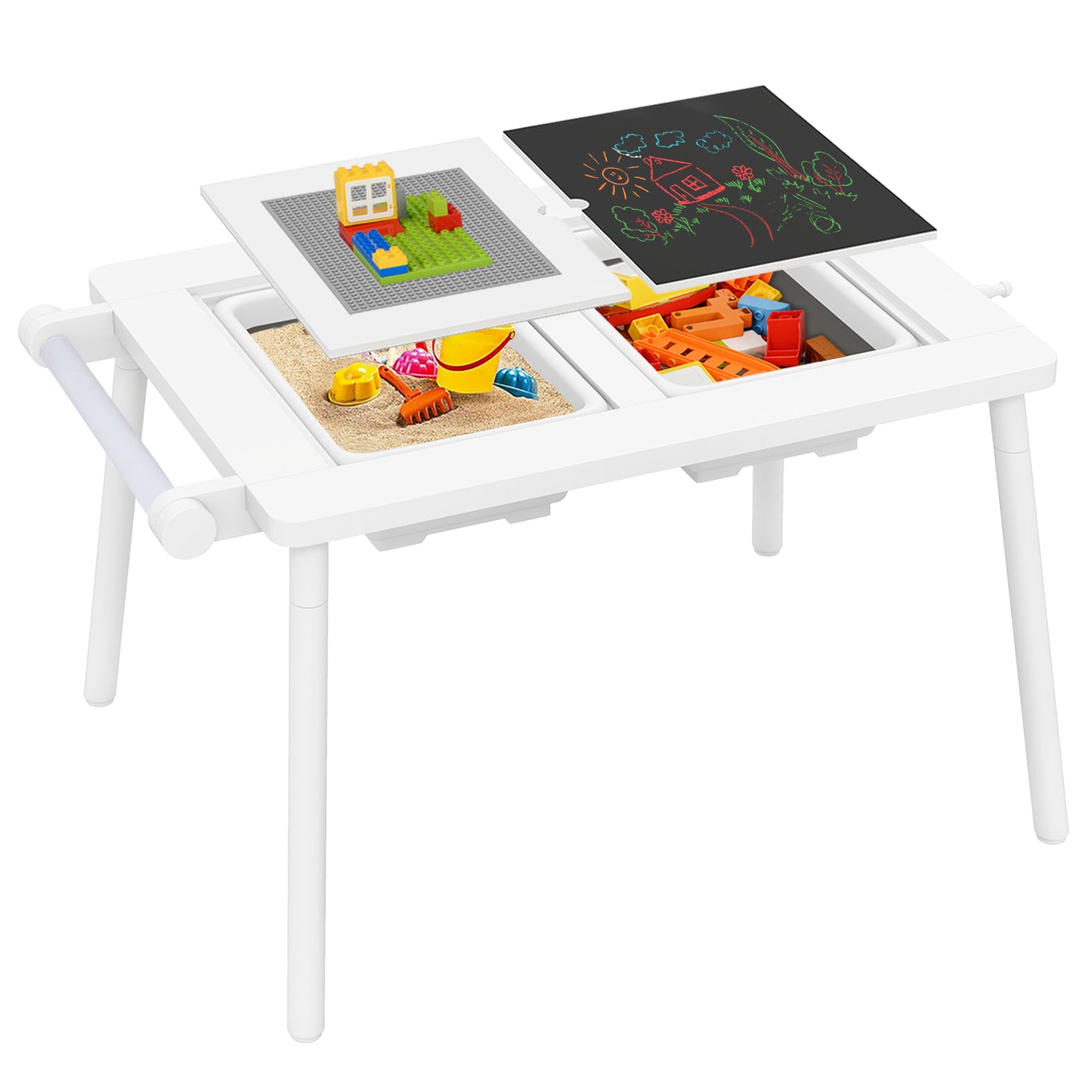 Kids Sensory Table and Chair Set with Foldable Storage Bins