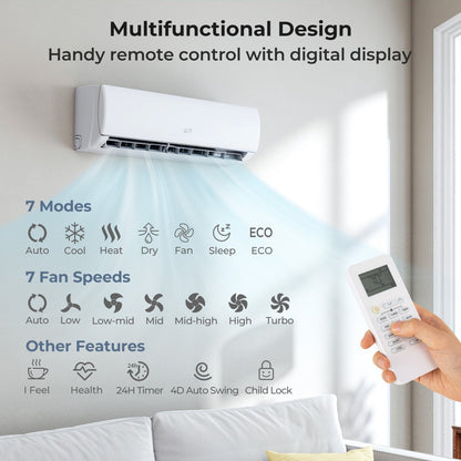 Serie EchoCool aire acondicionado split 23000 BTU 208/230V con Bomba de Calor