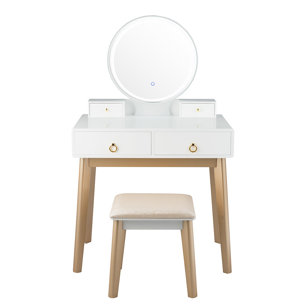 Makeup Vanity Table with LED Lighted Mirror and Stool Set