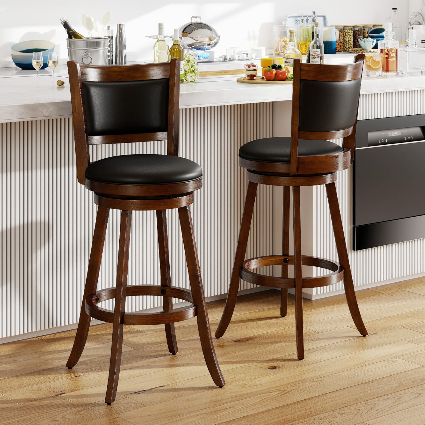29-Inch Swivel Bar Stools Set of 2 with Cushioned Seat