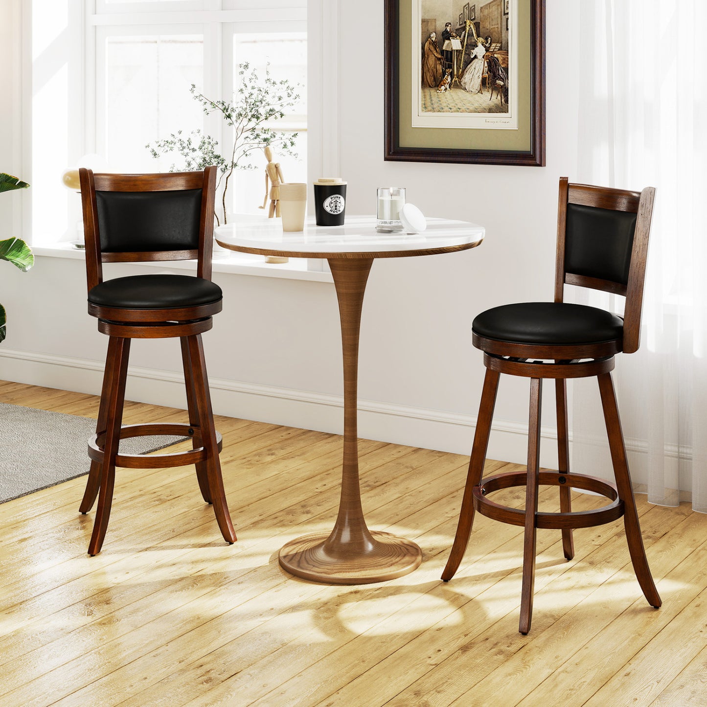 29-Inch Swivel Bar Stools Set of 2 with Cushioned Seat