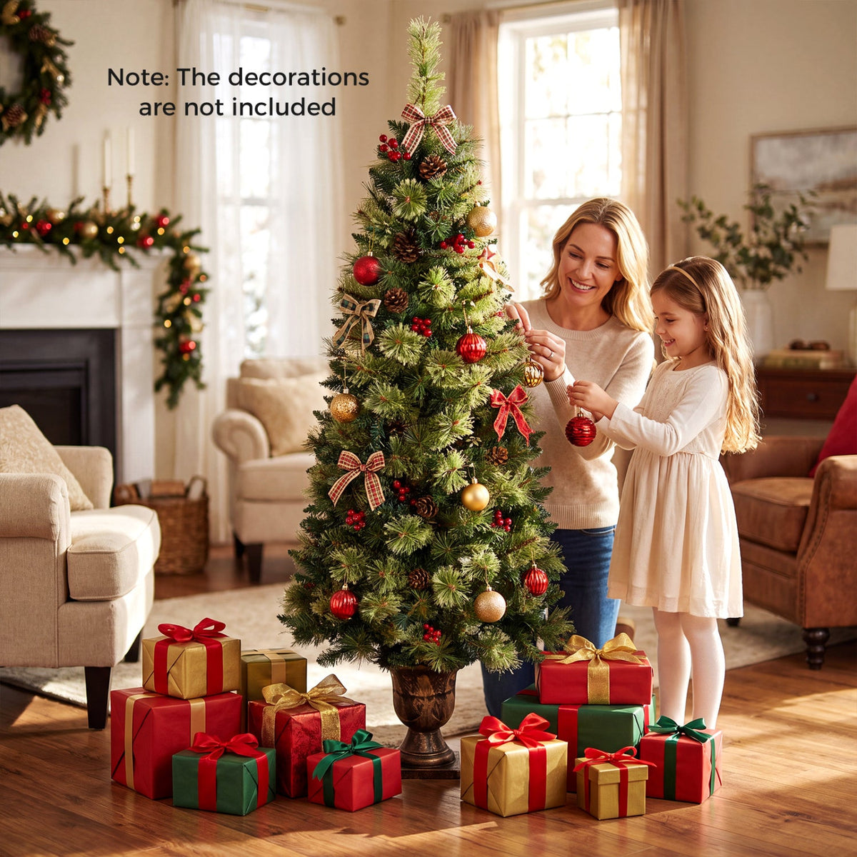 5 Ft Pre-Lit LED Christmas Tree with Urn Base (Set of 2)