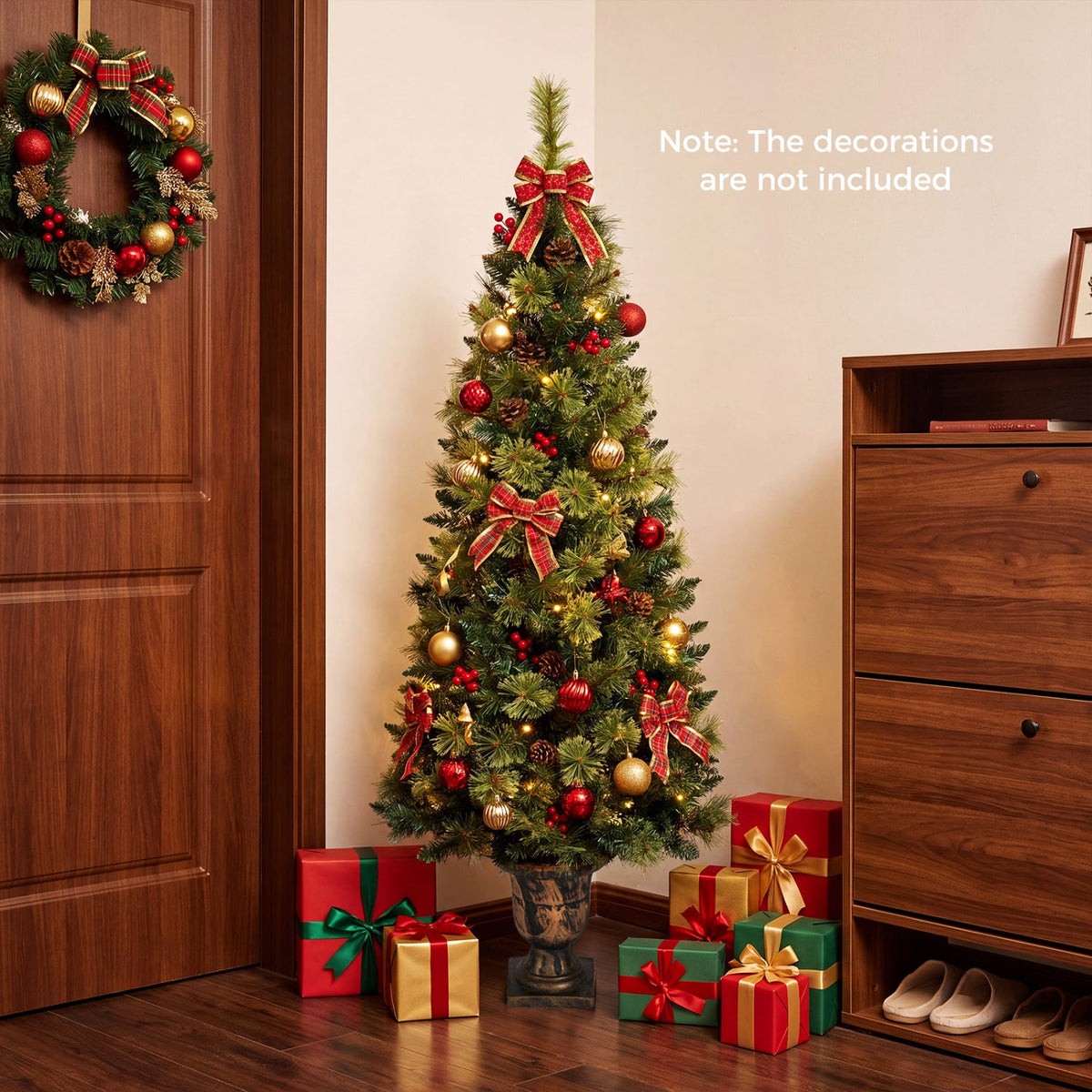 5 Ft Pre-Lit LED Christmas Tree with Urn Base (Set of 2)
