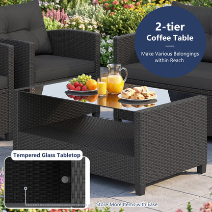 8-Piece Patio Conversation Set with Glass Coffee Table