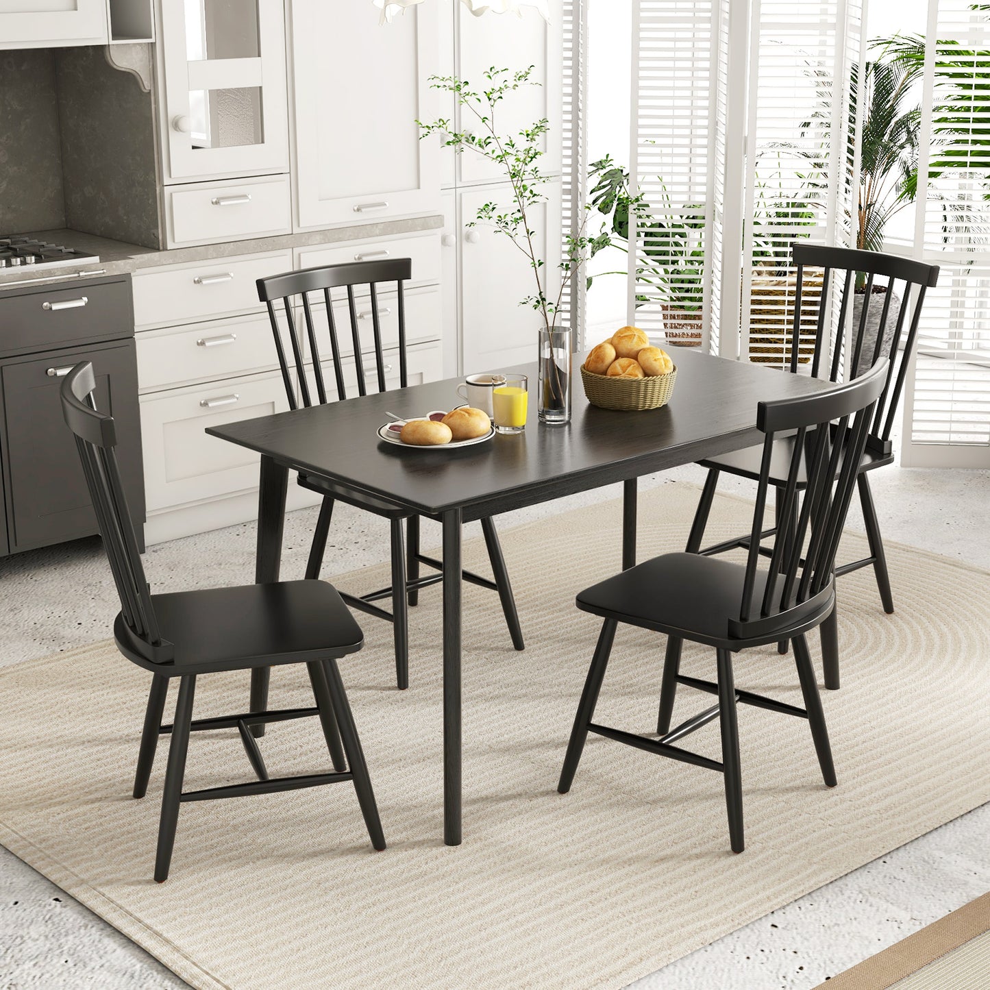 Windsor Dining Chairs Set of 2 with High Spindle Back