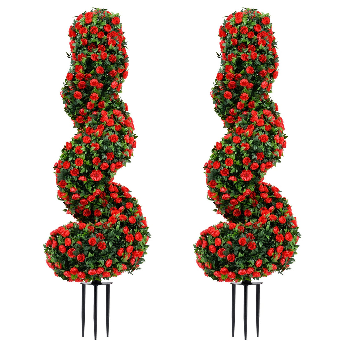 Artificial Spiral Topiary Trees 36" with Ground Spikes Set of 2