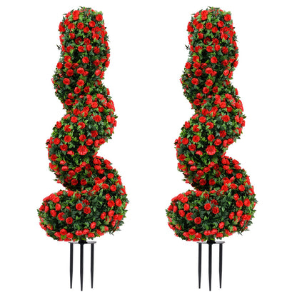 Artificial Spiral Topiary Trees 36" with Ground Spikes Set of 2